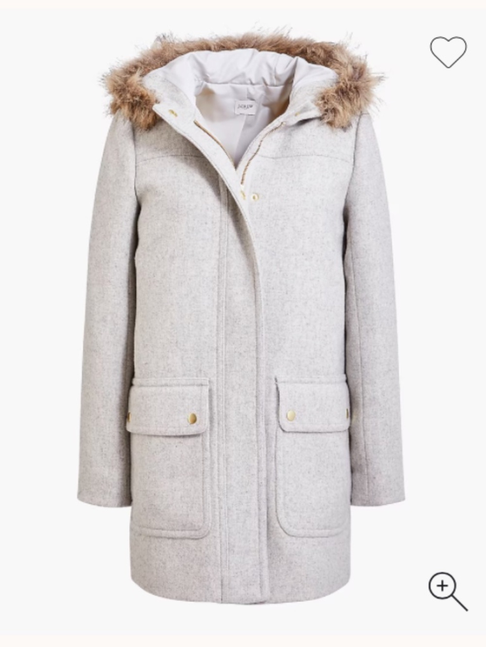 J Crew Women's Vail Wool Parka with Fur-Trimmed Hood - Size 0